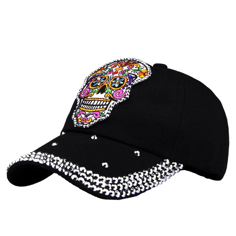 Wholesale Cotton Skeleton Embroidered Decal with Diamonds for Baseball Hats